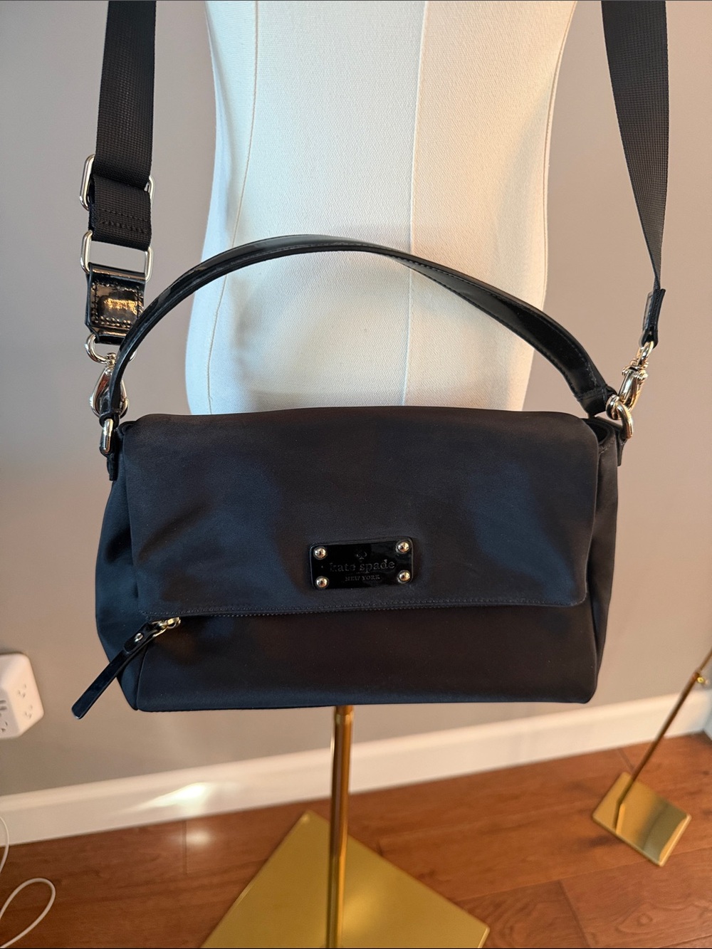 Authentic Kate spade Black Nylon Crossbody Bag with Top Handle